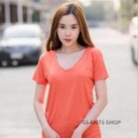 ราคา เสื้อเรย่อนคอวี เสื้อยืดผ้าเรย่อน มีกระเป๋าหน้า เสื้อยืดสวยๆ เสื้อยืดน่ารัก (9170783794)