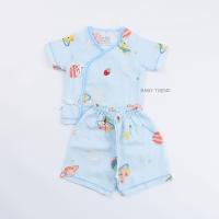 ราคา Little Home Baby ชุดเซ็ทเสื้อผูกหน้าและดุมหน้าพร้อมกางเกงทารก 0 3 เดือน ผ้ามัสลิตคอตตอนทอตาราง นุ่มๆ (24442460537)