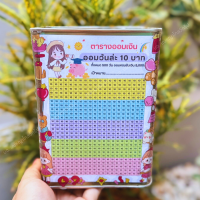 ราคา ออมสินรุ่นไมโครทึบสูง 15cm ตารางออมรายวัน พร้อมสติ๊กเกอร์น่ารัก วันล่ะ 10 บาท (23673424829)