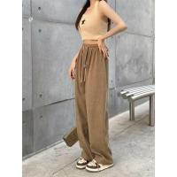 ราคา พร้อมส่งในไทย กางเกงขายาวเอวสูง เอวยางยืด ขายาว ผ้าลูกฟูกหนานุ่ม (23807394056)