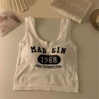 ราคา Summer Fashion Letter Print Sleeveless Casual Tank Women Summer Causal Crop Tops With Built In Bras Ladies Stylish Casual Tops (24330198706)