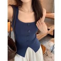 ราคา ราคาถูกที่สุด เสื้อกล้ามไหมพรม แต่งกระดุมหน้า แต่งชายผ่า คอกว้างสวยๆ (22781223471)