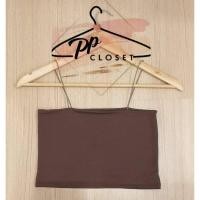 ราคา เสื้อครอปสายเดี่ยวสปาเก็ตตี้ ผ้า2ชั้นทั้งตัว (6350916088)