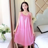 ราคา QIUQIAN Ice Silk Satin Women Nightgown Large Size Lace Stitching Spaghetti Strap Night Dress Ladies Nightwear Women Pajamas (24397265453)