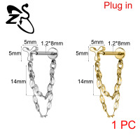 ราคา ต่างหูสแตนเลส1ชิ้น16กรัมแบบเสียบ Tindik Telinga ห่วงโซ่ต่างหูเม็ดเดี่ยวมีสไตล์เจาะร่างกายสีทอง (23523403646)