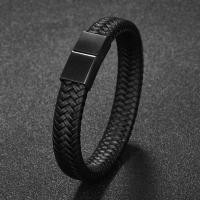 ราคา Vh1600000 Charm สร้อยข้อมือหนังสีดำอินเทรนด์สแตนเลสชาย Magnetic Clasp สร้อยข้อมือ Punk Hiphop เครื่องประดับสำหรับผู้ชายนาฬิกาข้อมือของขวัญ19 5ซม (9122430804)