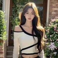 ราคา เสื้อยืดแขนยาวแนวหรูเว้าไหล่ เซ็กซี่นิดๆ (24409285854)