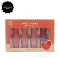 ราคา เซต HengFang 4IN1 Love Color Matte Lipstick เซตลิปสติกกึ่งแมทต์ เนียนนุ่ม โทนสีแดงอิฐ no H9417A (24215506636)