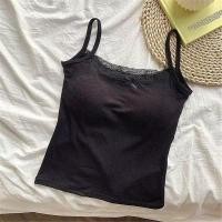 ราคา Free Gift Female Korean Sleeveless Tops Pure Desire Lace Camisole With Chest Pads Women Summer Crop Tops (24029305639)