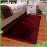 ราคา ERDIANS พรมกำมะหยี่ขนแกะนุ่มพรมข้างเตียงเทียมตกแต่งห้องนอนเบาะโซฟาสีขาวพรมขนสัตว์สีแดงห้องนั่งเล่น (22498679079)