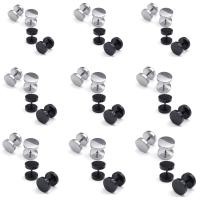 ราคา X6Jewelry Men Earrings Circle Ear Studs 2 Pair Black Silver Stainless Steel (23753967059)