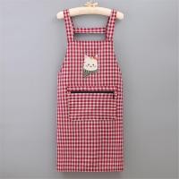 ราคา VIVOLILV Household Kitchen Cleaning Baking Cooking Cotton Plaid Long Sleeve Apron Womens Waterproof Oil Proof Coverall Adult Fashion (24259823515)