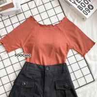ราคา 020 เสื้อครอป ปาดไหล่ คอหยัก แขนหยัก ครอปเก๋ น่ารัก ผ้ายืดใส่สบาย ผ้าร่องเล็ก สาวๆไม่ควรพลาดฮิตสุด (16434368280)