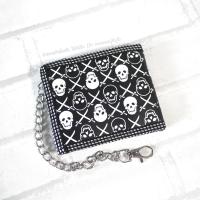ราคา WL2F กระเป๋าสตางค์ 2พับ Skull Design เย็บขอบพร้อมโซ่สีเงิน ช่องใส่เหรียญ ใส่ธนบัตรแบบ 2 ช่อง มีซิปปิด (17634917690)