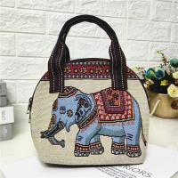 ราคา Women Large Capacity Handle Zipper Canvas Tote Shoulder Bag New Fashion Girl National Style Retro Animal Print Cloth Handbags (23409419342)