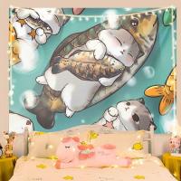 ราคา แมวสัตว์การ์ตูน ins ผ้าพื้นหลัง ins ผ้าแขวนห้องห้องนอนข้างเตียงตกแต่งพรมให้เช่าปรับปรุงผ้าปูผนัง (23276793571)