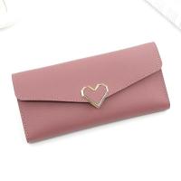 ราคา New Womens Long Wallet Plain Heart shaped Wallet Multi Slot Buckle Womens Wallet Womens Large Capacity Triple Fold Wallet (23534109832)