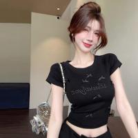ราคา เสื้อยืดแขนสั้นคอปีกผูกโบว์ ปักลายสวยๆ สไตล์หวานๆ (24413619128)