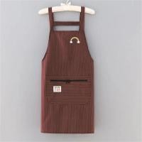 ราคา VIVOLILV Household Kitchen Cleaning Baking Cooking Cotton Plaid Long Sleeve Apron Womens Waterproof Oil Proof Coverall Adult Fashion (24259823519)