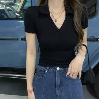 ราคา เสื้อยืดแฟชั่นคอวีแขนสั้น รัดรูปใส่แล้วผอม (24395727977)