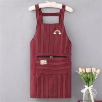ราคา VIVOLILV Household Kitchen Cleaning Baking Cooking Cotton Plaid Long Sleeve Apron Womens Waterproof Oil Proof Coverall Adult Fashion (24259823520)