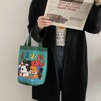 ราคา Hand Graffiti Cartoon Bucket Bag Cute Canvas Material Animal Print Printed Tote Bag Cylinder Handbag Daily Matching (23418659368)