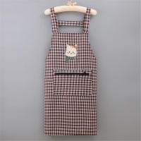 ราคา VIVOLILV Household Kitchen Cleaning Baking Cooking Cotton Plaid Long Sleeve Apron Womens Waterproof Oil Proof Coverall Adult Fashion (24259823517)