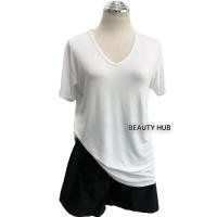 ราคา 081 เสื้อยืดเรย่อน คอวี อก 36 46 สีพื้น มีกระเป๋า สาวอวบใส่ได้ ผ้านุ่มยืดใส่สบาย (17287357620)