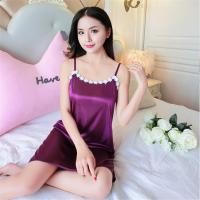 ราคา QIUQIAN Ice Silk Satin Women Nightgown Large Size Lace Stitching Spaghetti Strap Night Dress Ladies Nightwear Women Pajamas (24397265443)