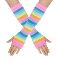ราคา Cotton Gloves Trendy Long Arm Warmer Knitted gloves Rainbow striped Knitted Fingerless Gloves for Winter Accessories Fashion Accessories Cosplay Costume Dance Performance Outdoor Activities Fashion Wi