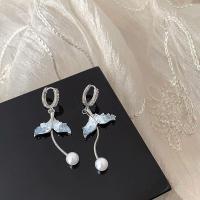 ราคา ต่างหูเส้นหางนางเงือกสีฟ้าสวยงามต่างหูห่วงห้อยพู่แวววาวอุปกรณ์เสริมประจำวันของขวัญปาร์ตี้วันเกิด (24336807881)