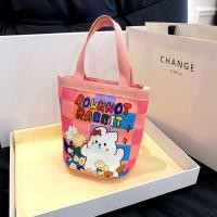 ราคา Hand Graffiti Cartoon Bucket Bag Cute Canvas Material Animal Print Printed Tote Bag Cylinder Handbag Daily Matching (23418659365)