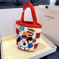 ราคา Hand Graffiti Cartoon Bucket Bag Cute Canvas Material Animal Print Printed Tote Bag Cylinder Handbag Daily Matching (23418659363)