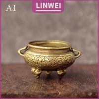ราคา LINWEI กระถางธูปทองเหลืองขนาดเล็กลายดอกบัว Jiuding (23384806690)
