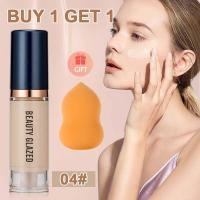 ราคา KUESICR in Stock beauty Glazed 2 Pcs 6ml Concealer Liquid Soft Matte 3 Colors Primer Base Professional Face Make Up Foundation Makeup Puff cod (24571589323)