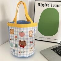 ราคา Hand Graffiti Cartoon Bucket Bag Cute Canvas Material Animal Print Printed Tote Bag Cylinder Handbag Daily Matching (24351983176)