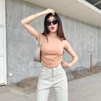 ราคา จัดส่งจากกรุงเทพ เสื้อยืดรัดรูป เว้าเอว แต่งย่นข้าง ผ้ายืดยูนิโคล่ ตัวผ้ายืดเยอะมาก สาวอวบใส่ได้ ทรงน่ารัก งานตามหา รุ่น เทมปุระ (24508469612)