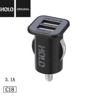 ราคา หัวชาร์จ Holo c18 หัวชาร์จ ชาร์จได้ 2 หัว Car Charger LCD 2USB หัวชาร์จโทรศัพท์ในรถ ที่ชาร์จในรถ (23739684493)