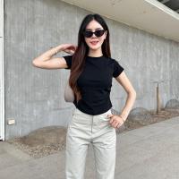 ราคา จัดส่งจากกรุงเทพ เสื้อยืดรัดรูป เว้าเอว แต่งย่นข้าง ผ้ายืดยูนิโคล่ ตัวผ้ายืดเยอะมาก สาวอวบใส่ได้ ทรงน่ารัก งานตามหา รุ่น เทมปุระ (24508469608)