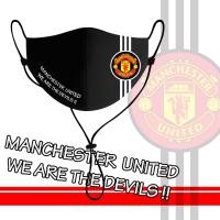 ราคา หน้ากากผ้า แมส ผู้ใหญ่ ราคาถูก มีสายคล้องคอ ลาย แมนยู สีดำ MANU (18226392631)