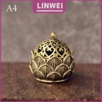ราคา LINWEI กระถางธูปทองเหลืองขนาดเล็กลายดอกบัว Jiuding (23384806693)