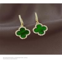 ราคา Fashion Korea Four Leaf Clover Flower Crystal Zircon S925 Stud Earrings For Women Valentines Day Lucky Jewelry (22724867081)