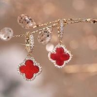 ราคา Fashion Korea Four Leaf Clover Flower Crystal Zircon S925 Stud Earrings For Women Valentines Day Lucky Jewelry (22724867082)