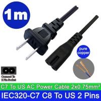 ราคา สายไฟ เพาเวอร์ แบบ 2รู 2Pin ยาว 1M คุณภาพดี US to IEC 320 C7 Figure 8 2 Pin AC Power Cord For Printer Monitor TV (17426747132)