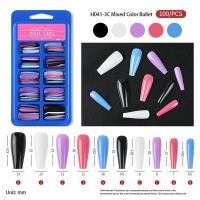 ราคา Free 5Pcs Gift 100Pcs set Colorful Natural Franse Ballet False Nails Tips full Cover Fake Nails Manicure Nails Extension DIY Nail Art (22757468716)