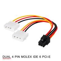 ราคา BUJIG4 สายแปลง สาย Y สายต่อ IDE Dual Molex ออก 6 Pin PCI E VGA สำหรับการ์ดจอ สายไฟเลี้ยงการ์ดจอ 6 Pin สายแปลง Molex 2 หัว ออก 6 Pin PCI E (24620466853)