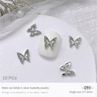 ราคา 10PCS nail decoration Nail Art luxury accessoriesSilver Butterfly Metal Wings Diamond sparkling rhinestone Charms accessory (22931807732)
