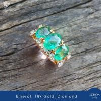ราคา แหวนมรกต มรกตแท้ ตัวเรือนแหวนทอง18เค ประดับเพชรแท้ พร้อมใบเซอร์ใหญ่ Jewelry Report CER GOLD 0006 (23603587678)