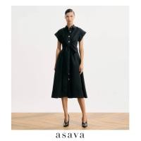 ราคา asava ss25 Asava Tie waist Midi Dress เดรสผู้หญิง แต่งดีเทลผูกโบว์ด้านหน้า แขนล้ำ กระเป๋าข้าง แต่งกระดุมหน้า (24227455429)