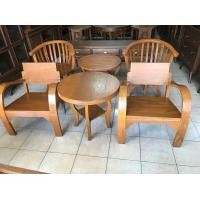 ราคา ชุดเก้าอี้ไม้สักแท้แบบคลาสสิค เก้าอี้นั่งทานกาแฟ Wooden Coffee Table เก้าอี้สนามประกอบพร้อมใช้งาน เก้าอี้วินเทจ โต๊ะไม้สัก ชุดรับแขกไม้สัก (17615325816)